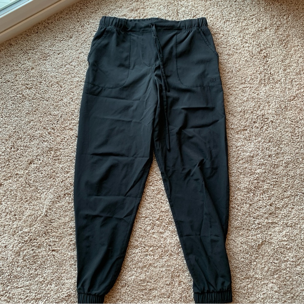 Albion Jetsetter Jogger Pants XS Black Ankle Zipper Drawstring Pockets